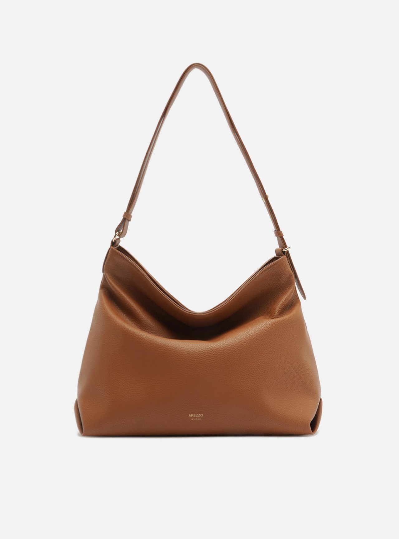 Bolsa Hobo Caramelo Média Granulada Metais — foto 1