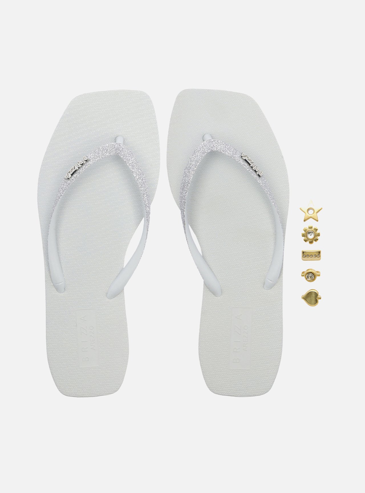 Chinelo de Dedo Prata Glitter Square Brizza — foto 5