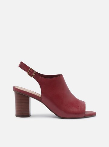 Sandal Boot Vermelha Couro Bloco Básica