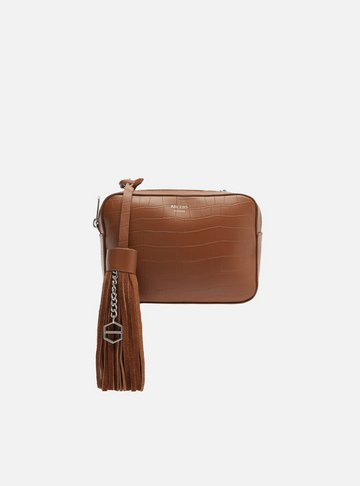 Bolsa Tiracolo Marrom Croco Valentina Pequena