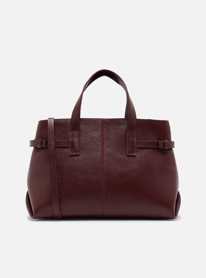 Bolsa Tote Vermelha Couro Grande Fivelas