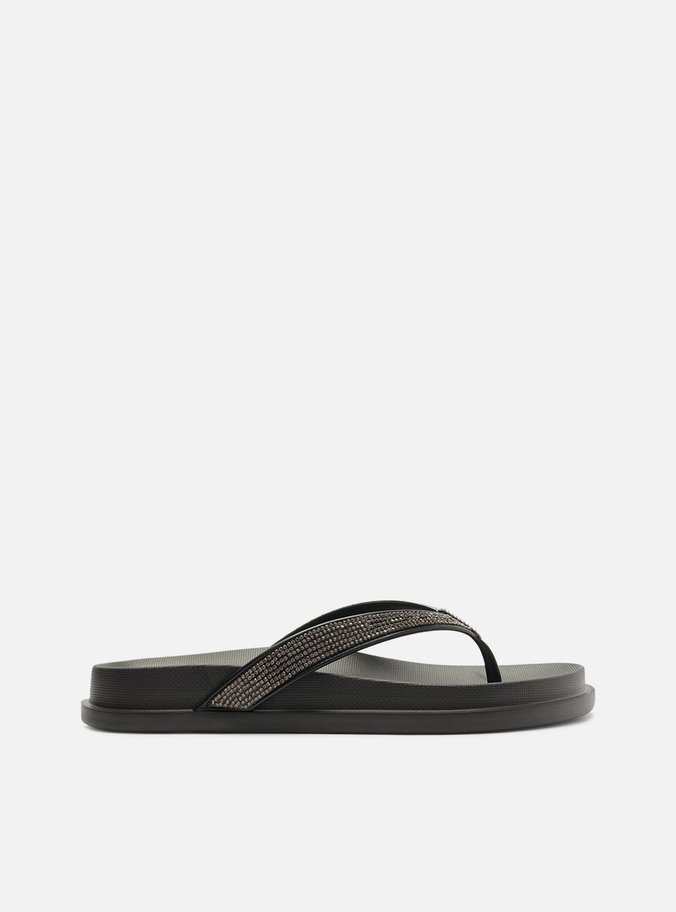 Chinelo de Dedo Preto Strass Lara Brizza