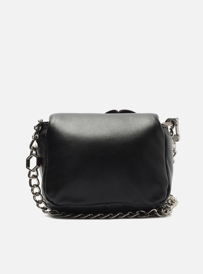 Mini Bag Preta Couro Flores