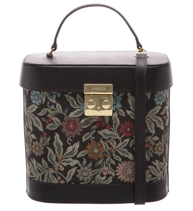 Bolsa Couro Estruturada Média Flores