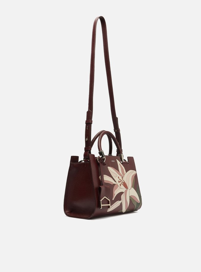 Bolsa Tote Vermelha Couro Abraccio Média Flor