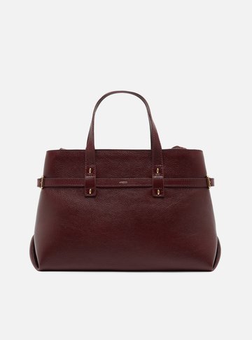 Bolsa Tote Vermelha Couro Grande Fivelas