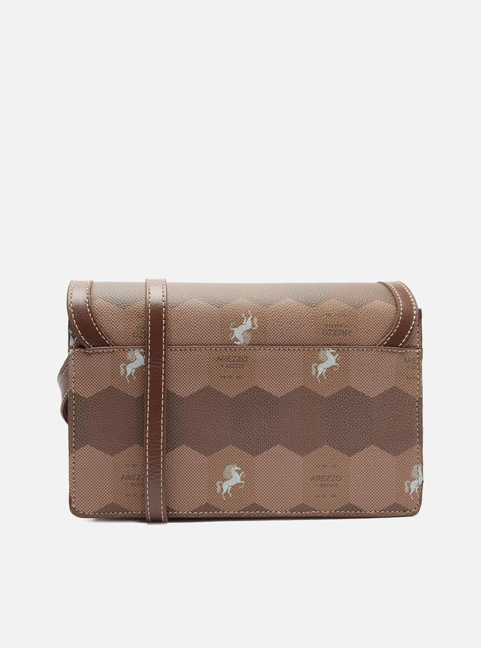 Bolsa Tiracolo Marrom Couro Estampa  Média