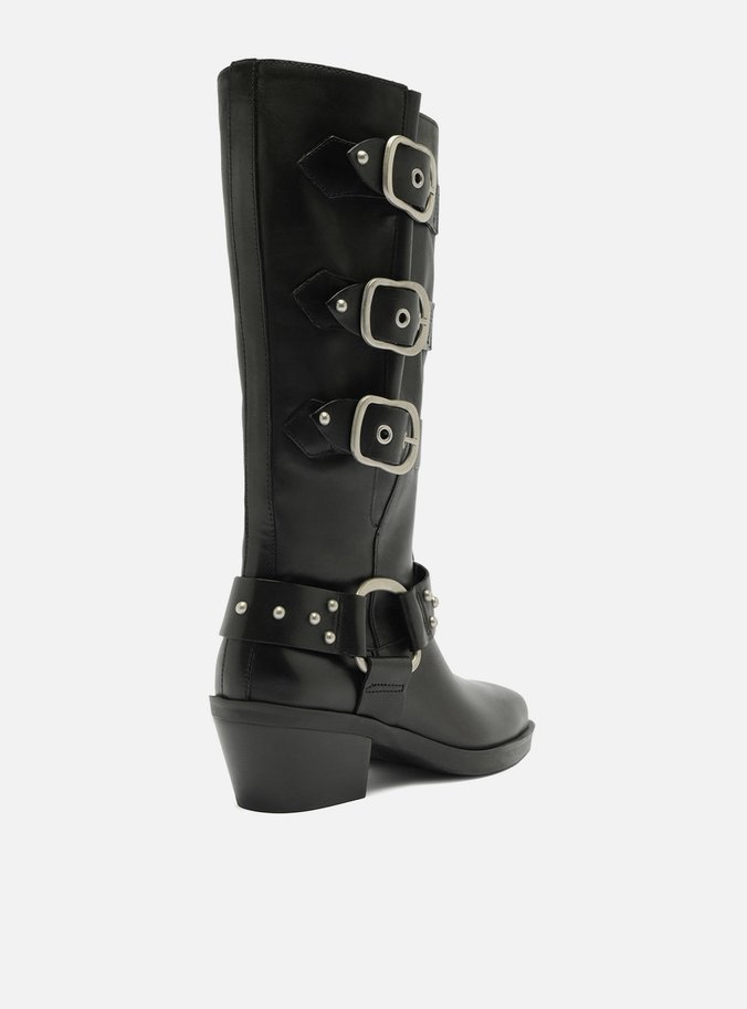 Bota Preta Couro Cano Médio Montaria West
