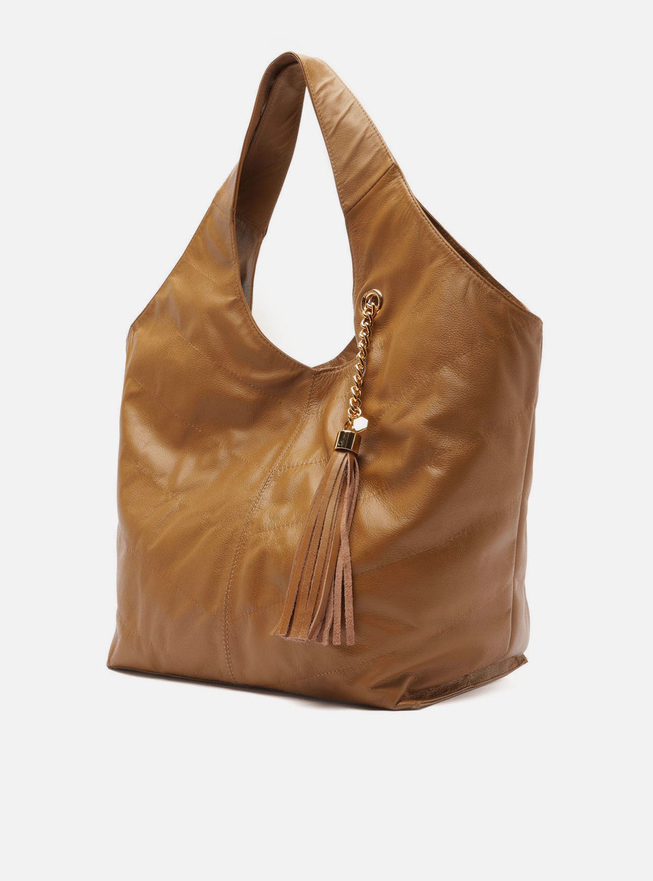 Bolsa Hobo Caramelo Couro Ísis Grande — foto 2