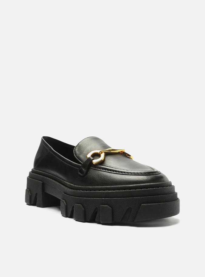 Mocassim Preto Couro Tratorado Bridão