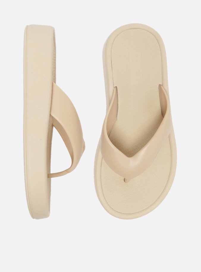 Flip Flop Bege Flatform Tiras Largas Brizza