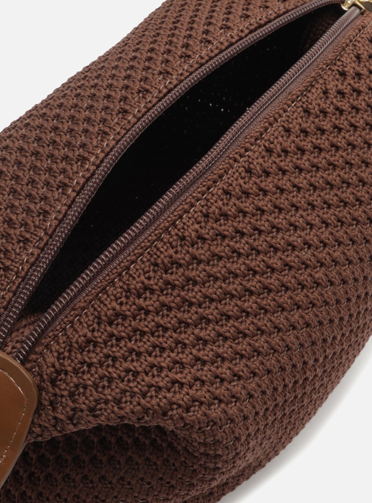 Bolsa Tiracolo Marrom Knit Pequena Corrente Brizza — foto 2