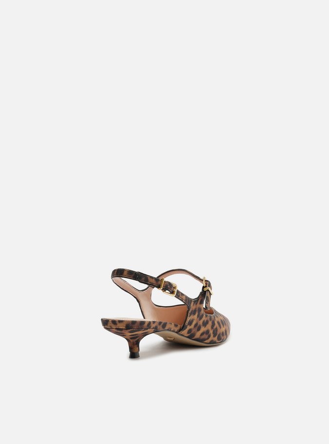Sapato Boneca Animal Print Bico Fino Slingback