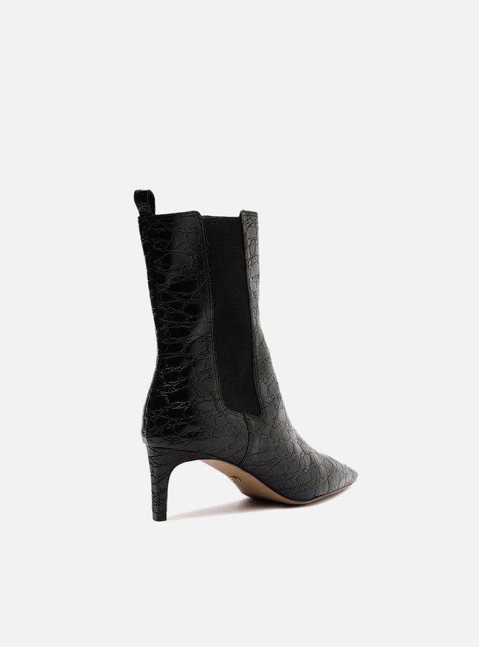 Bota Preta Cano Médio Salto Alto Fino