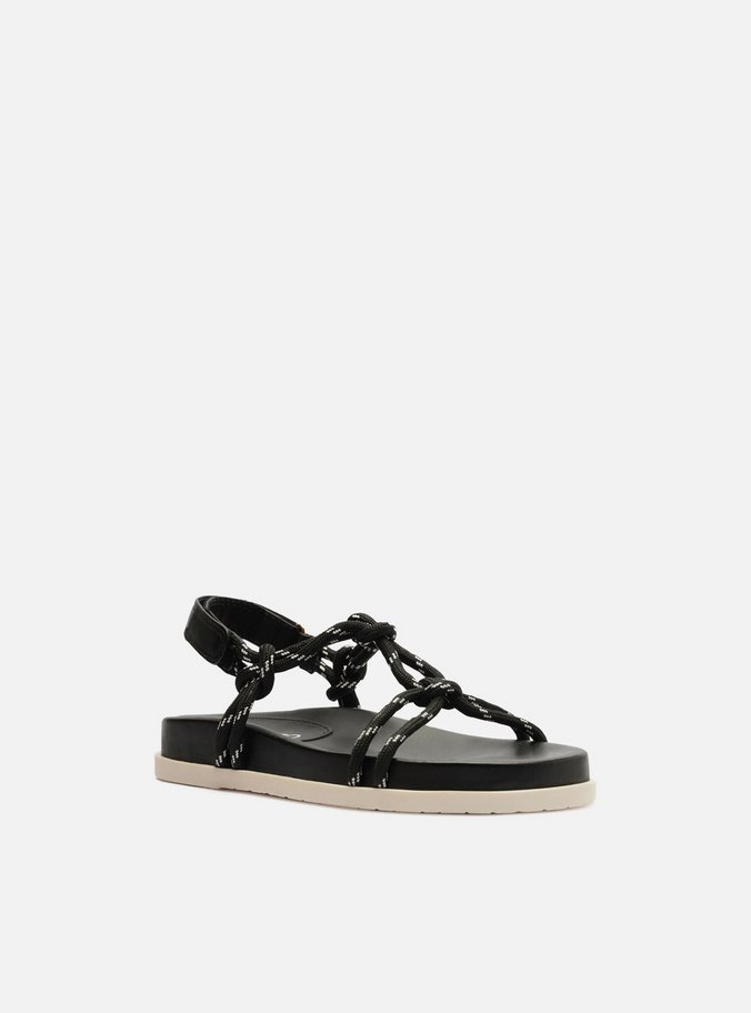 Sandália Papete Preta Couro Custom Anklet