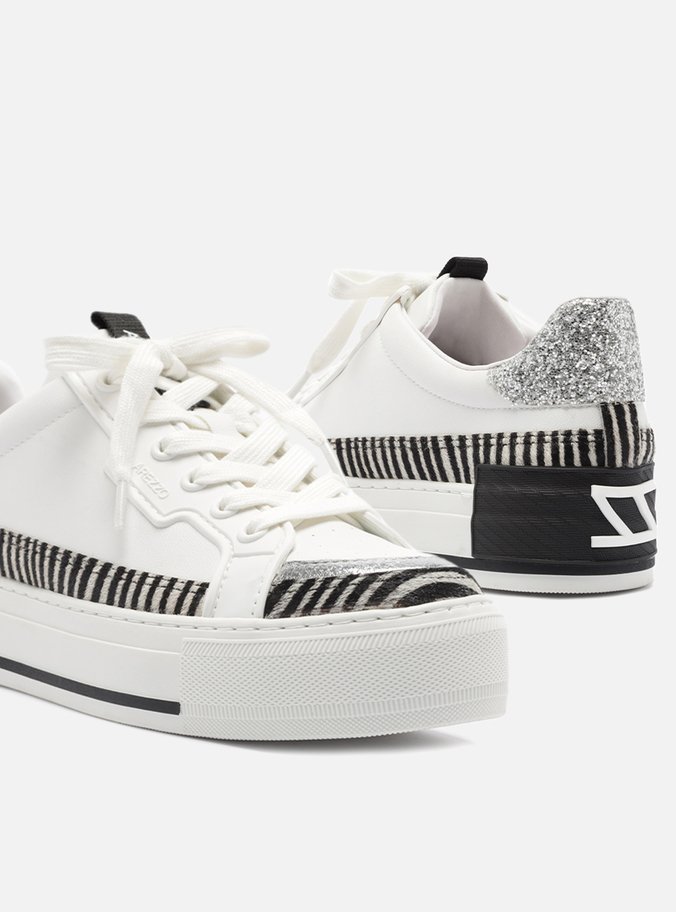 Tênis Branco Animal Print Flatform