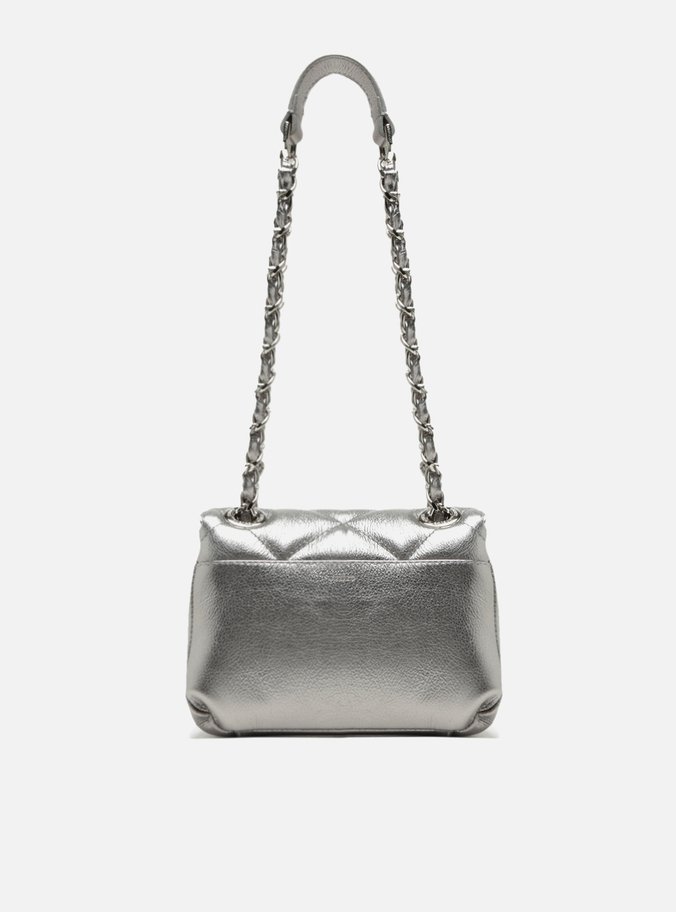 Bolsa Tiracolo Prata Velho Couro Mizz Pequena