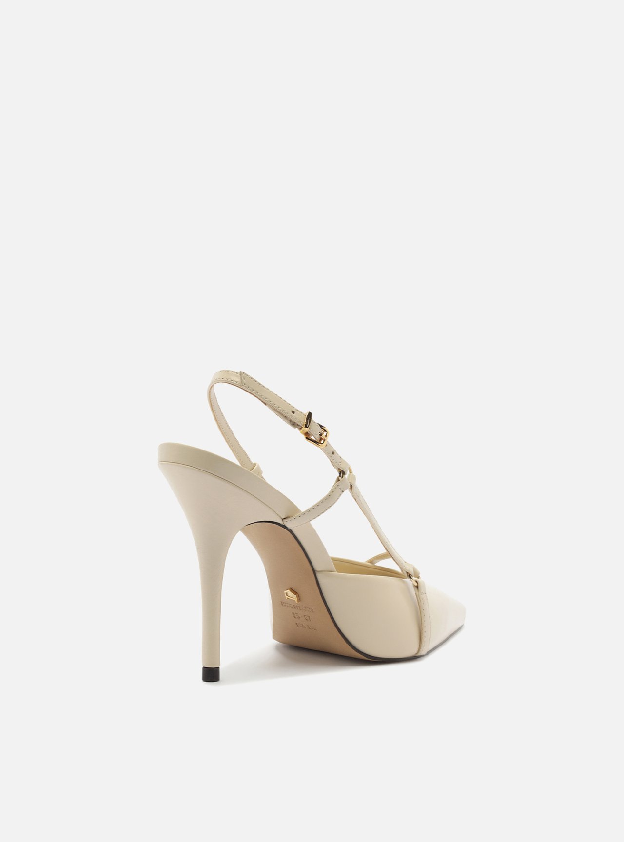 Scarpin Off-White Couro Tiras Bico Fino — foto 3
