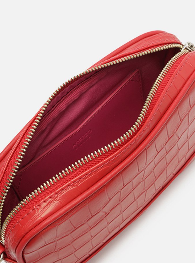 Bolsa Tiracolo Vermelha Croco Clara Pequena