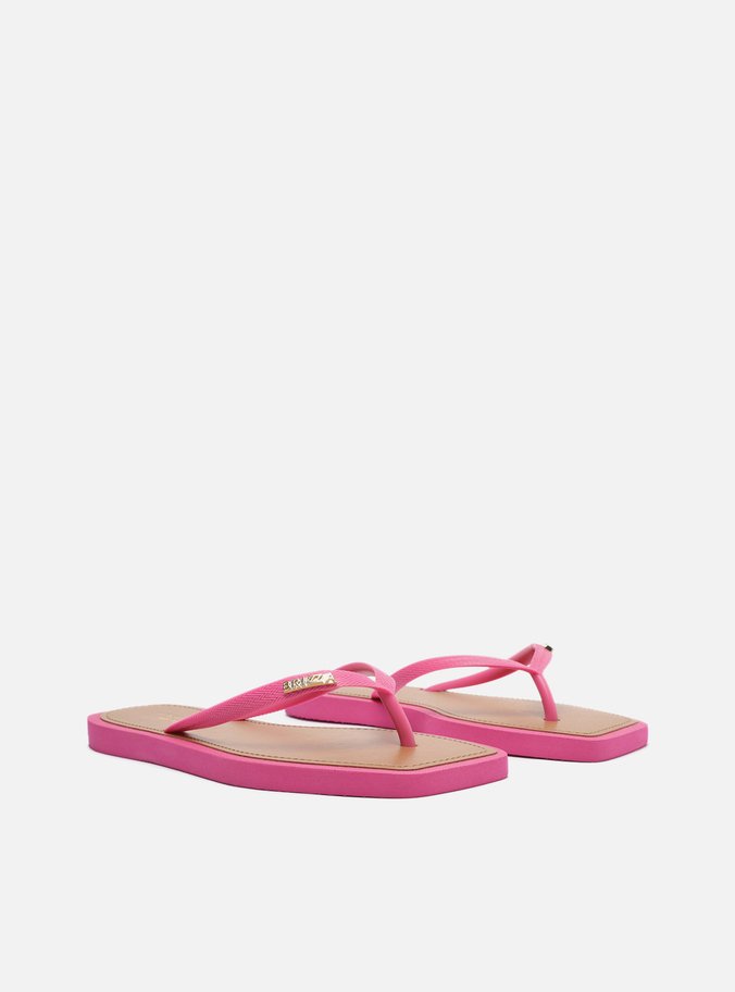 Chinelo de Dedo Rosa Square Palmilha Marrom
