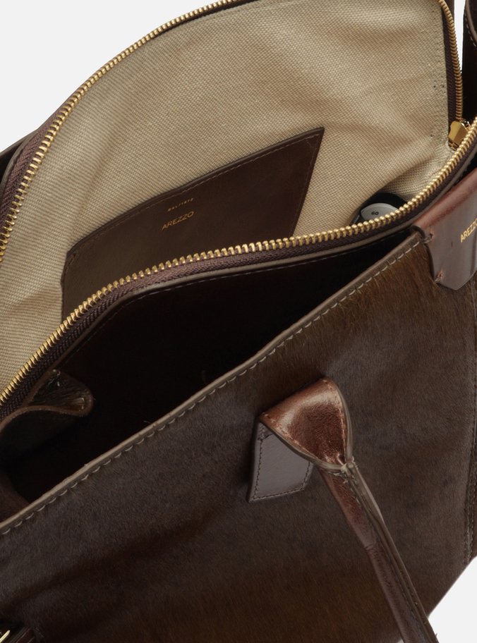 Bolsa Shopping Marrom Pelo Couro Grande