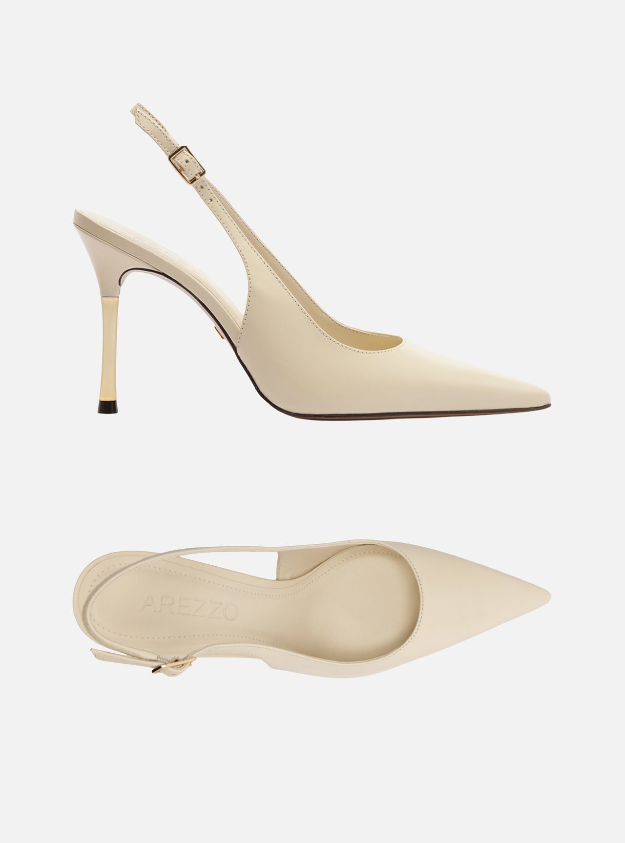 Scarpin Branco Couro Salto Fino Slingback — foto 5