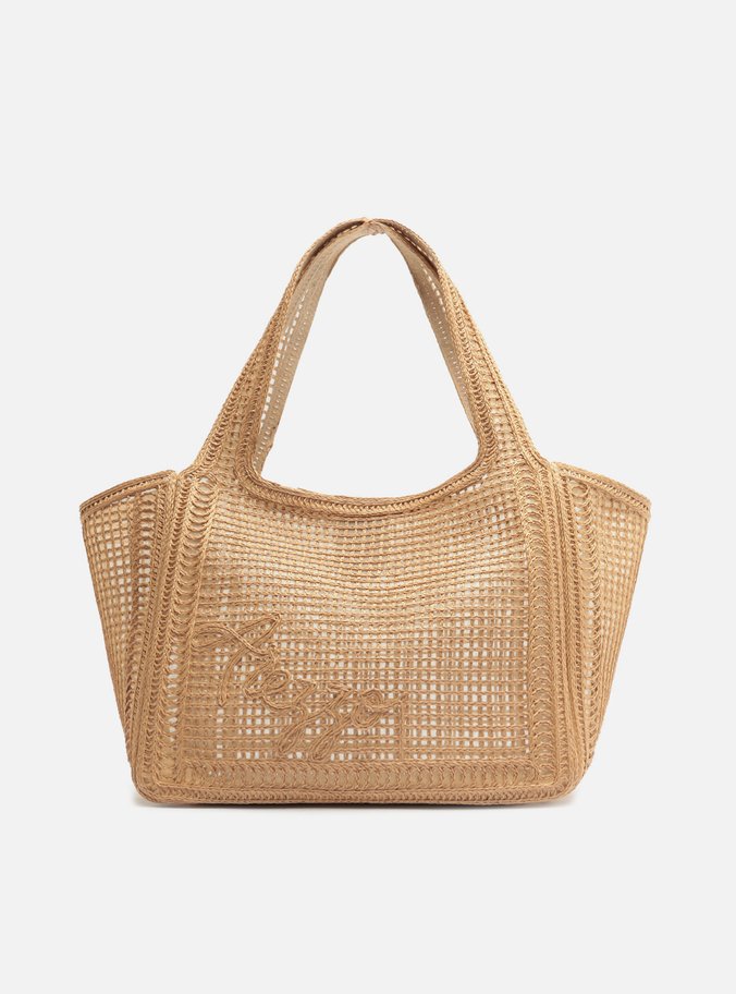 Bolsa Shopping Bege Tramado Grande Bordado Becca