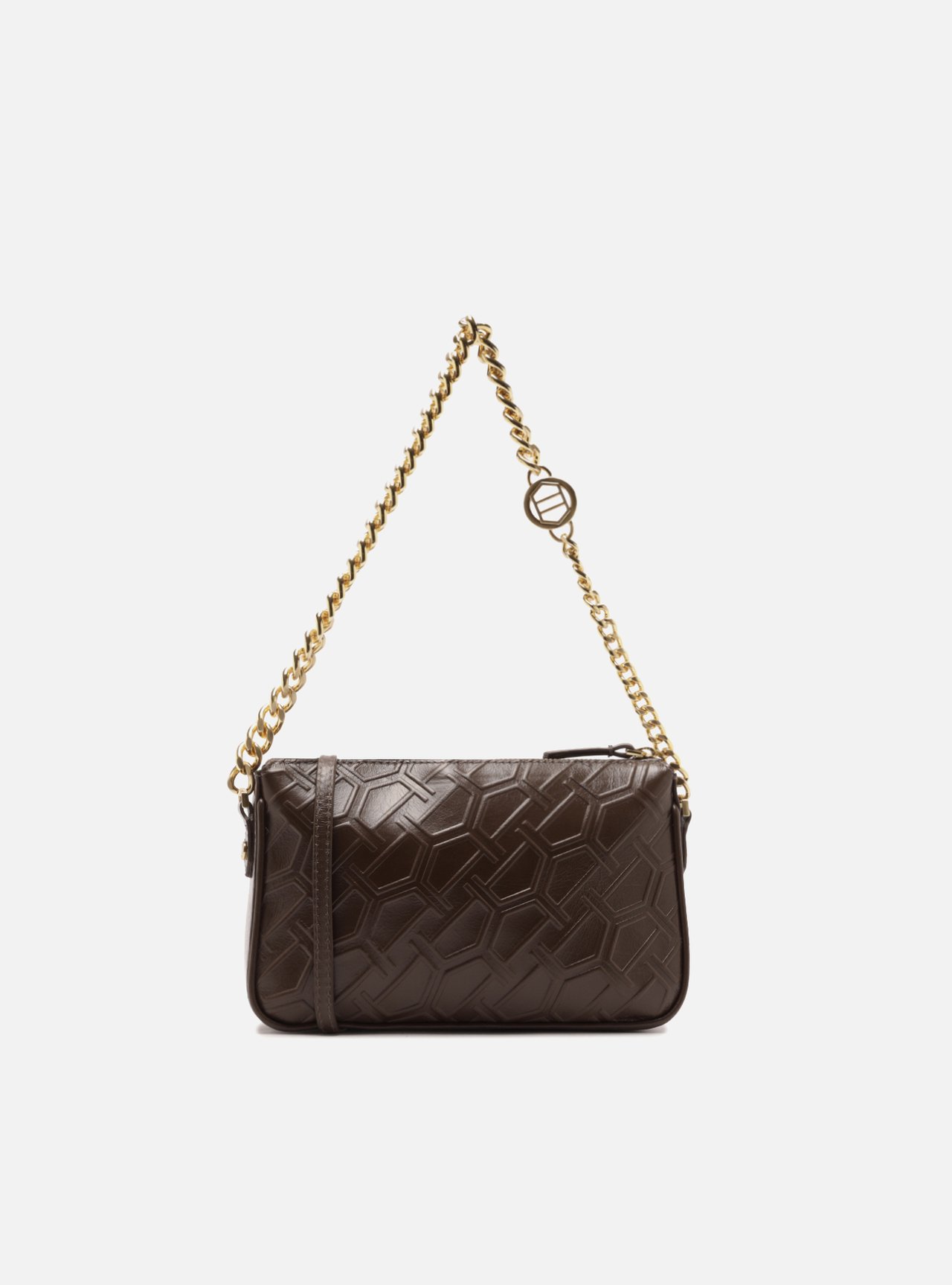 Bolsa Tiracolo Marrom Couro Pequena Corrente — foto 3