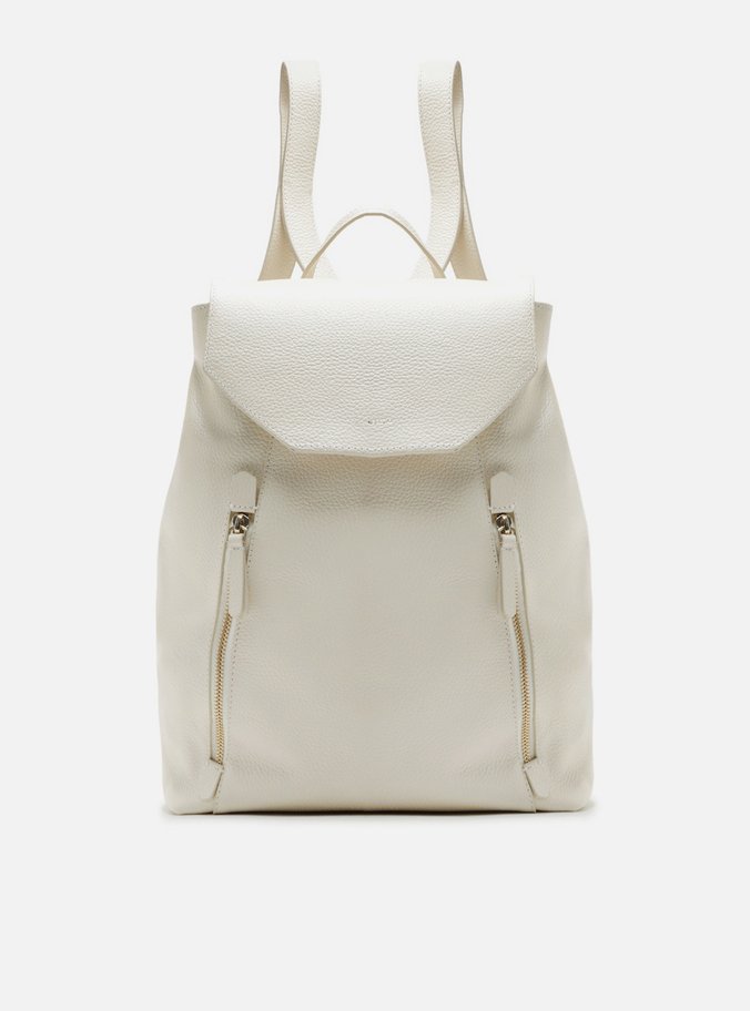 Mochila Off-White Couro Grande Bolsos