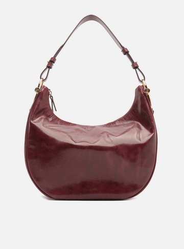 Arezzo — Bolsa Hobo Bordô Couro Grande Metais Alça