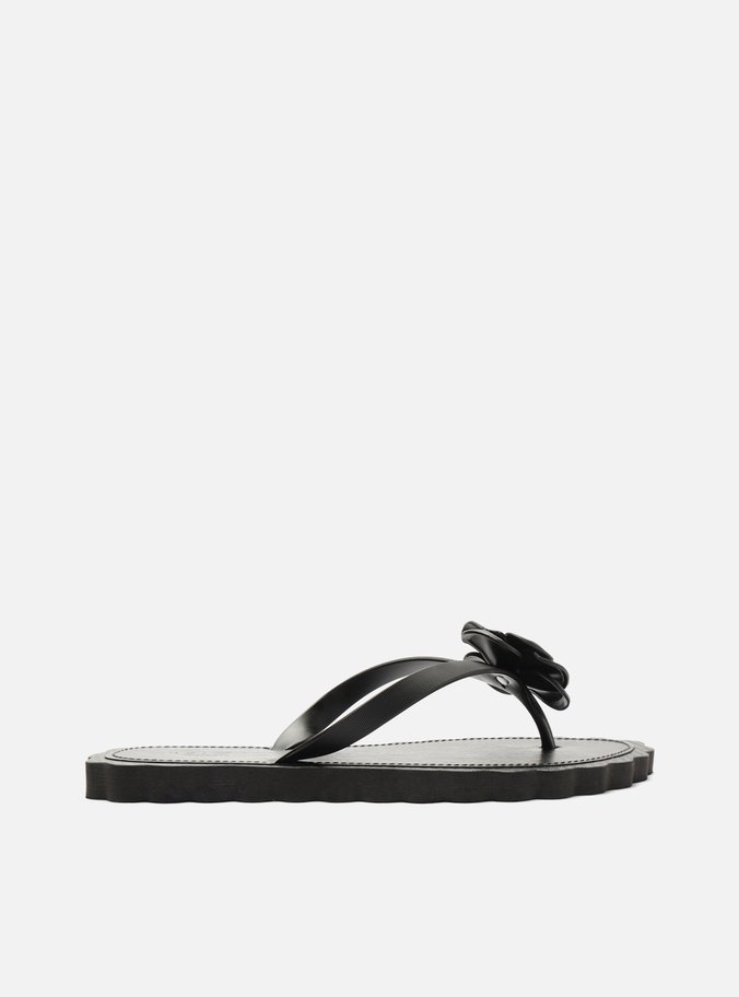 Chinelo de Dedo Preto Recouro Flor Daisy