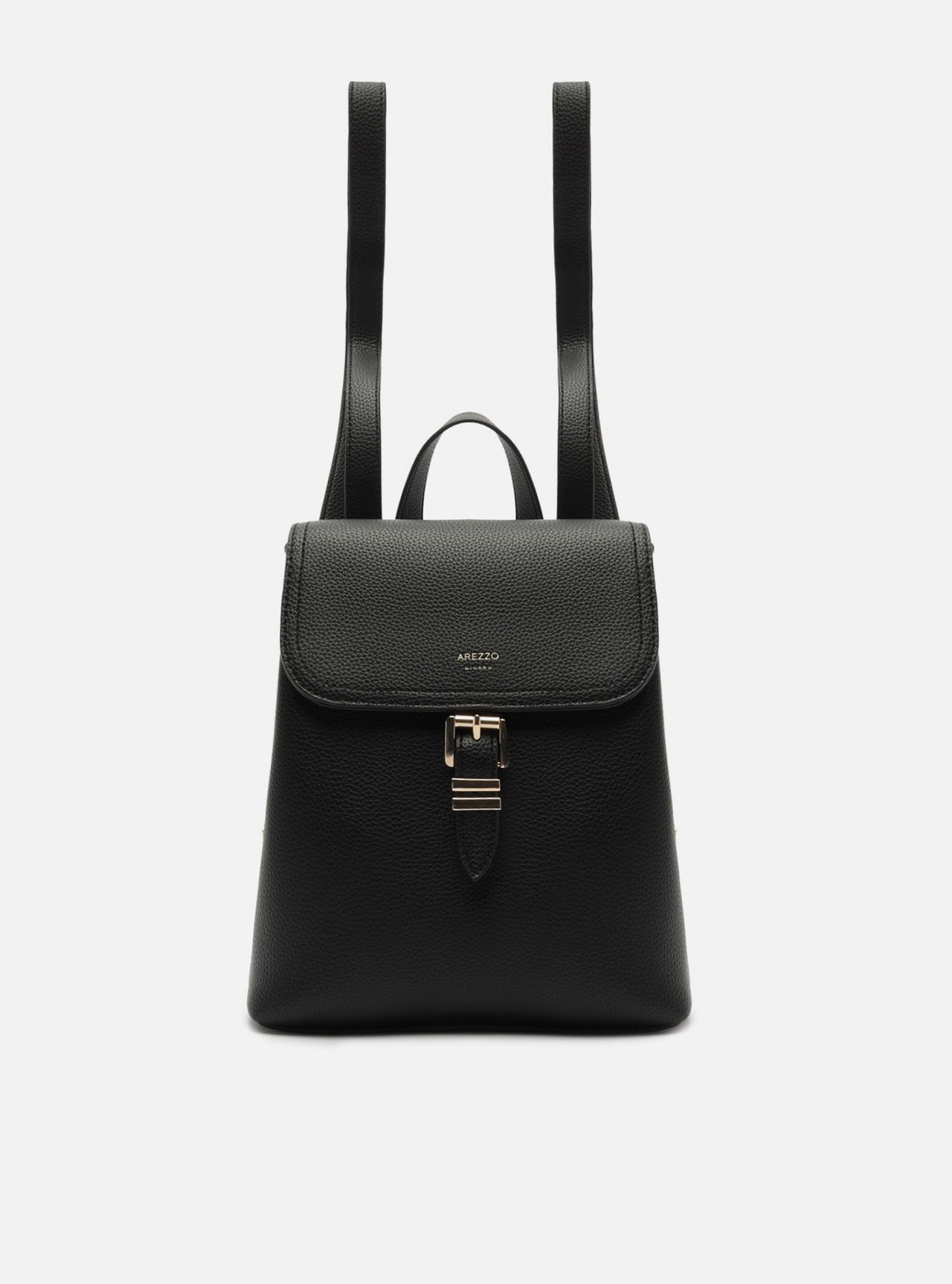 Bolsa Mochila Preta Média Fivela Dourada — foto 1