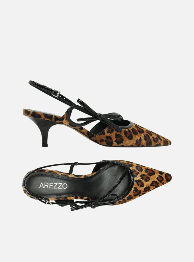 Scarpin Animal Print Salto Fino Slingback Laço