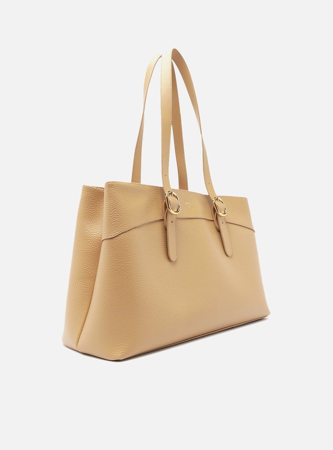 Bolsa Tote Bege Média Alças Fivelas
