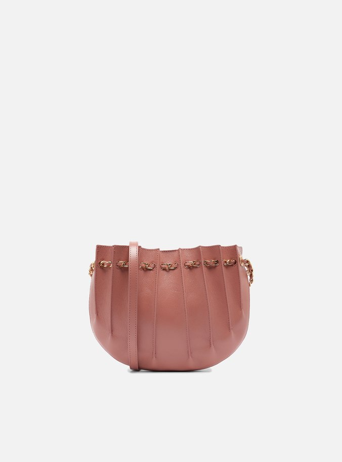 Bolsa Tiracolo Pequena Couro Rosa Blush Corrente