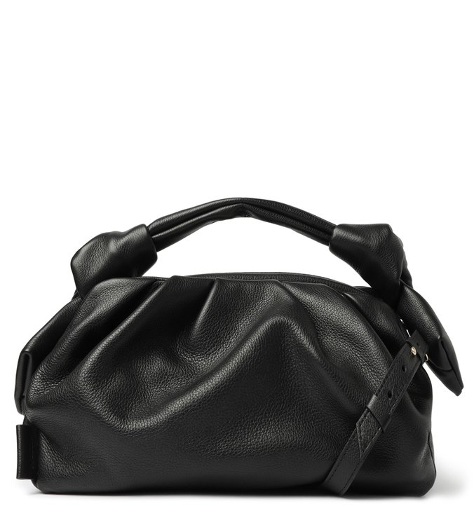 Bolsa Tiracolo de Couro Preta Média Emily