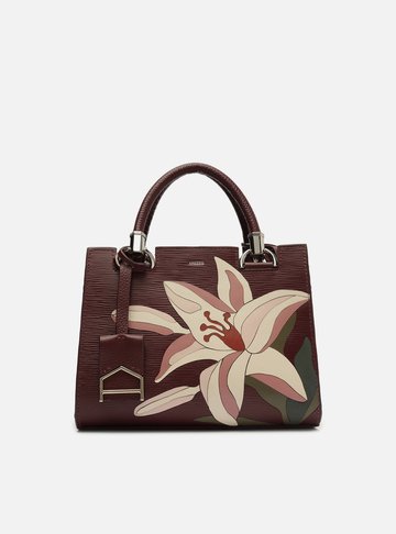 Bolsa Tote Vermelha Couro Abraccio Média Flor