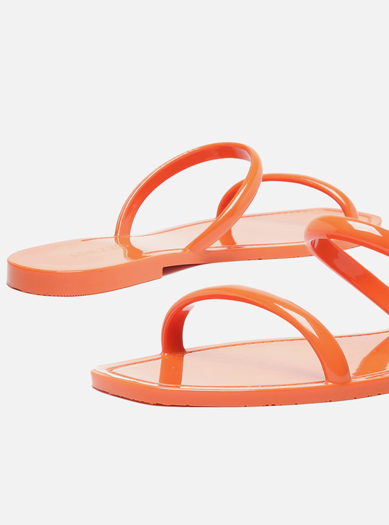 Kit Rasteira Laranja Brilho e Bag Transparente Brizza