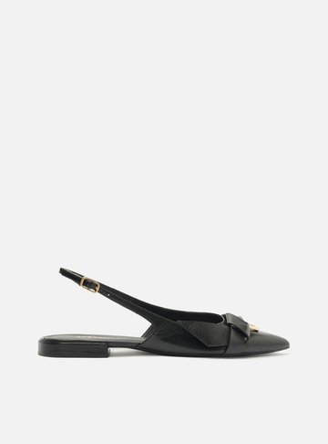 Sapatilha Preta Bico Fino Slingback