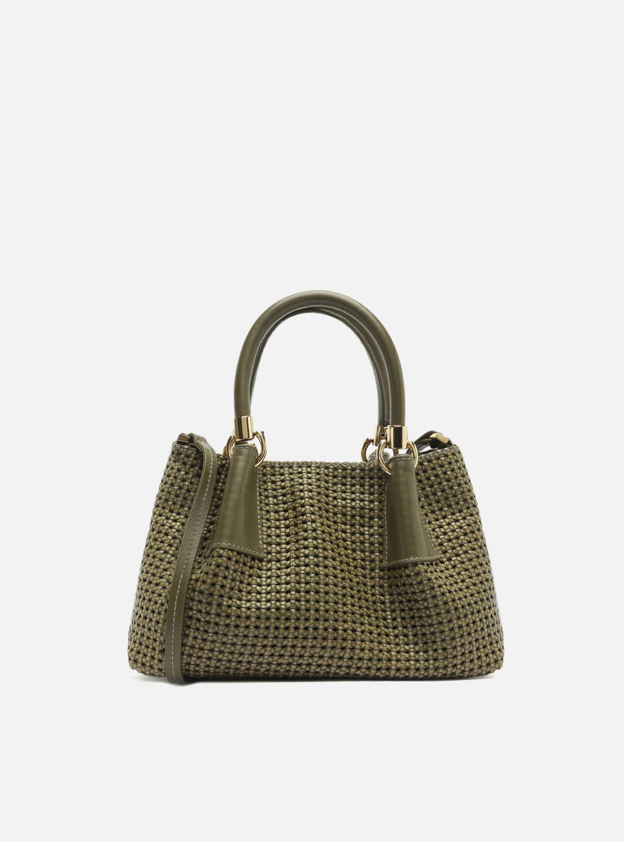 Bolsa Tote Verde Couro Tramada Média — foto 3