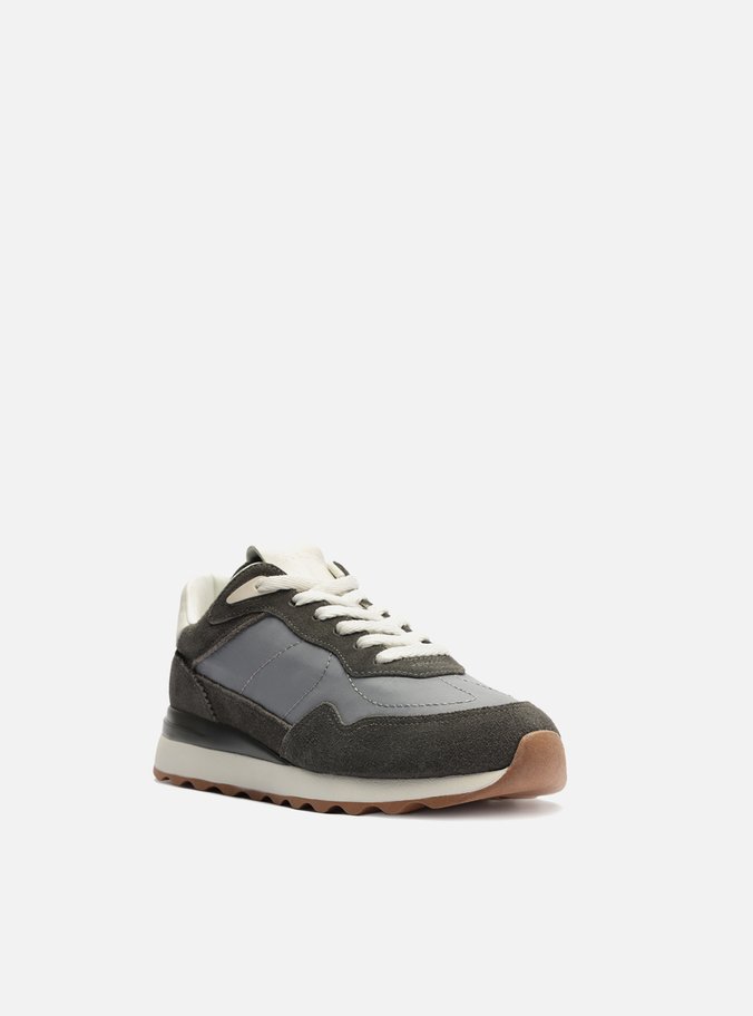 Tênis Cinza Camurça Nylon Esportivo
