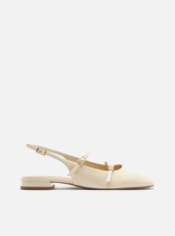 Arezzo — Sapatilha Off White Verniz Tiras Slingback