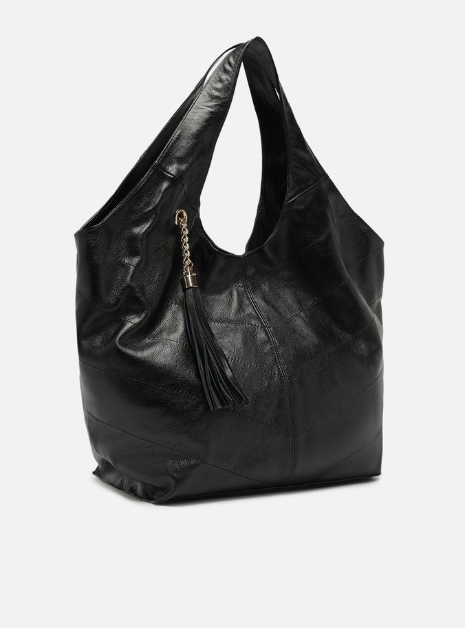 Bolsa Hobo Preta Couro Grande Barbicacho
