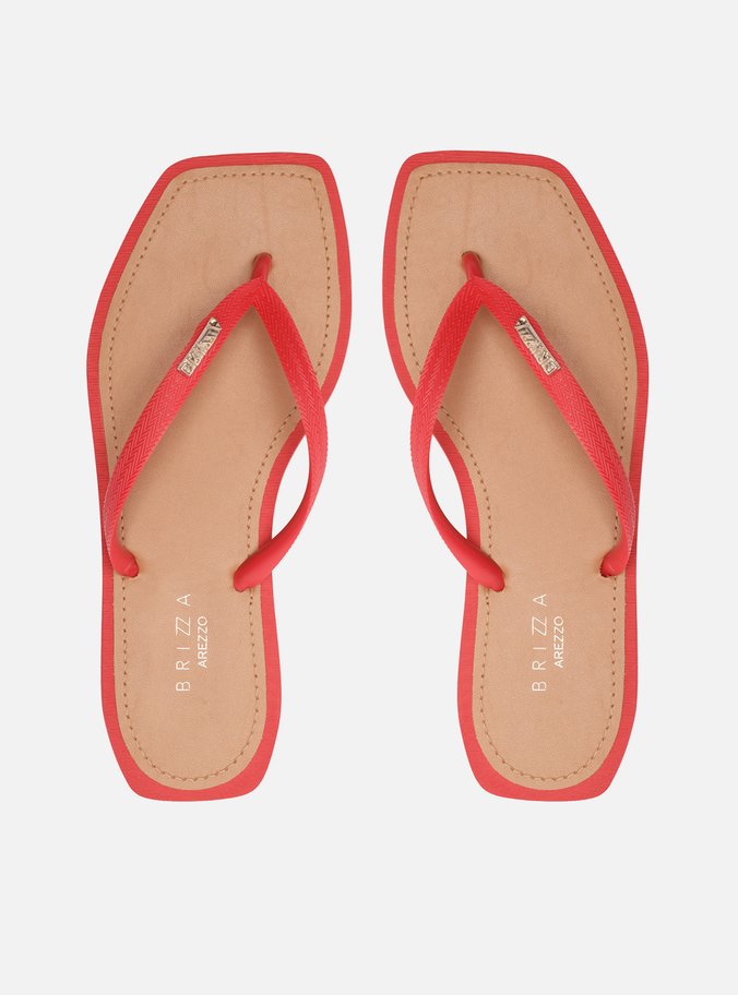 Chinelo de Dedo Vermelho Square Palmilha Marrom