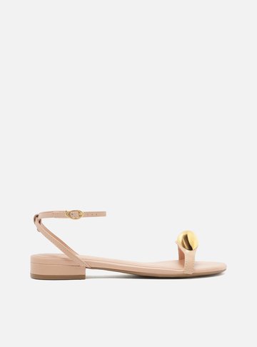 Sandália Rasteira Rosa Couro