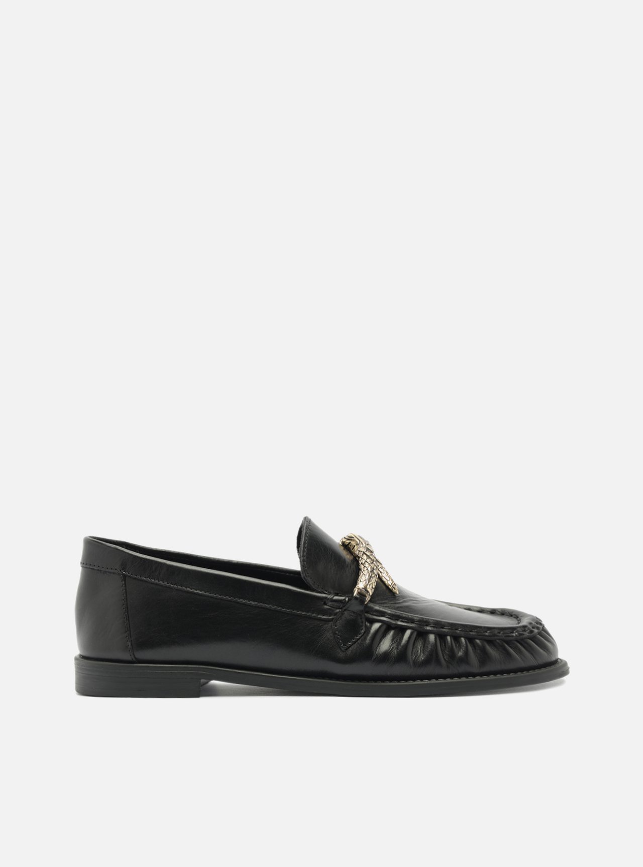 Mocassim Preto Couro Metal Snake — foto 1