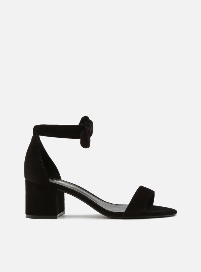 Sandália Nobuck Salto Médio Lace Up Romantic Preta