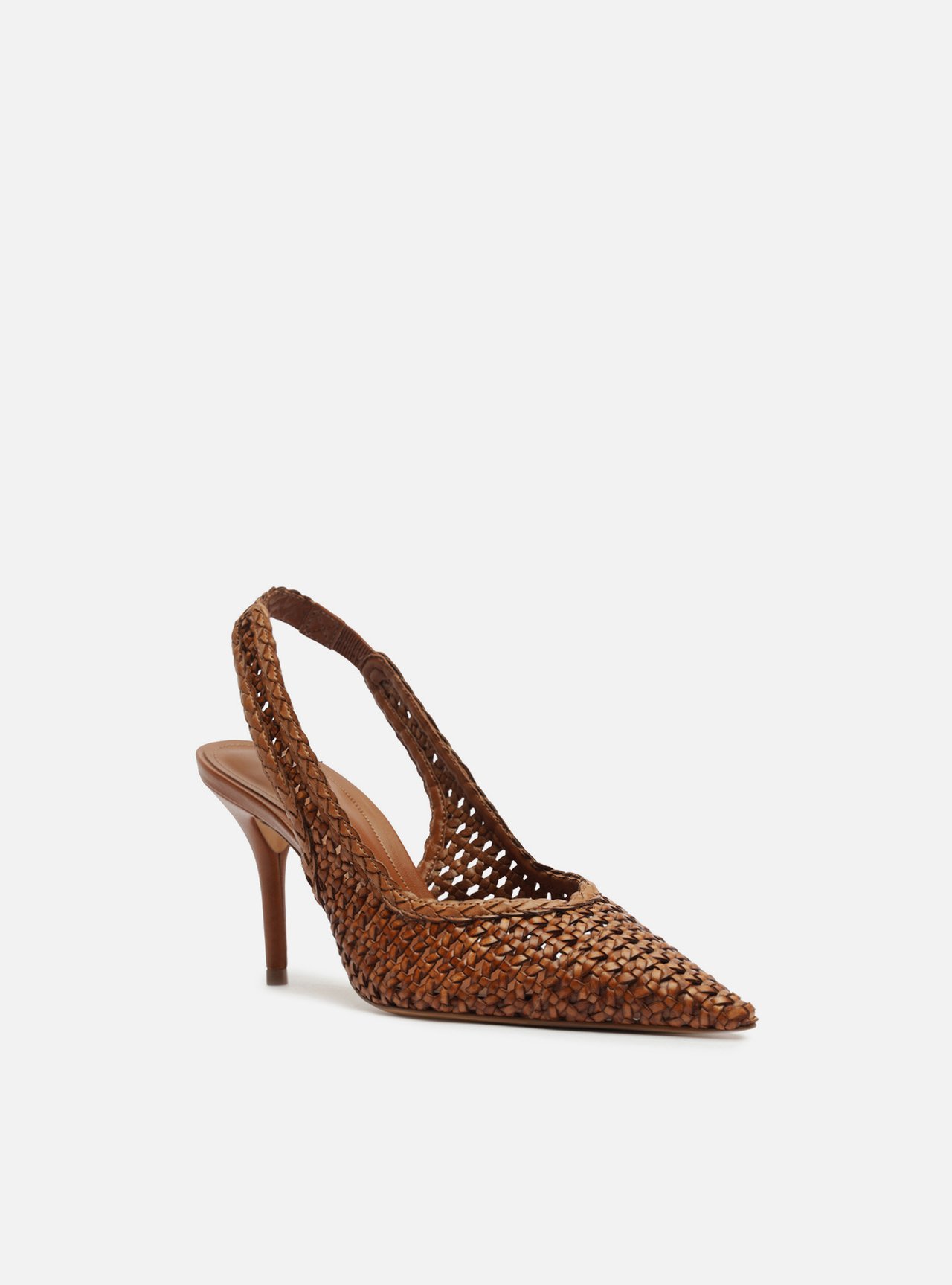 Scarpin Marrom Tressê Salto Médio Slingback — foto 2