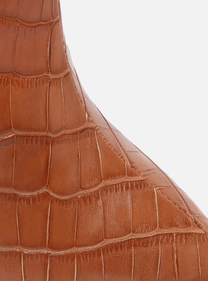 Bota Marrom Croco Cano Alto Miranda 