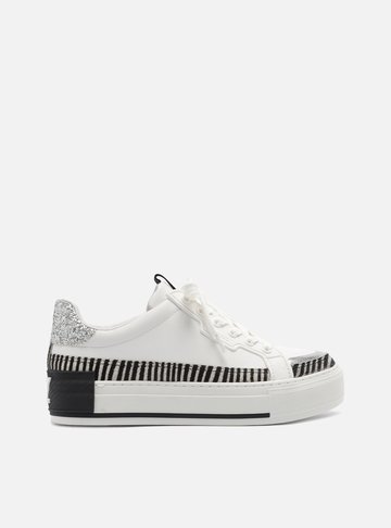 Tênis Branco Animal Print Flatform